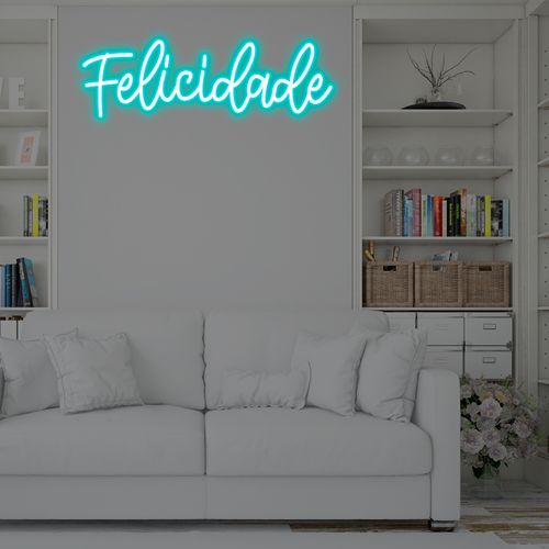 Letreiro Neon de LED Personalizada - Nome, frase ou palavra com 10 Letras - Azul Gelo