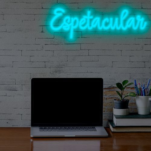 Letreiro Neon de LED Personalizada - Nome, frase ou palavra com 11 Letras - Azul Gelo