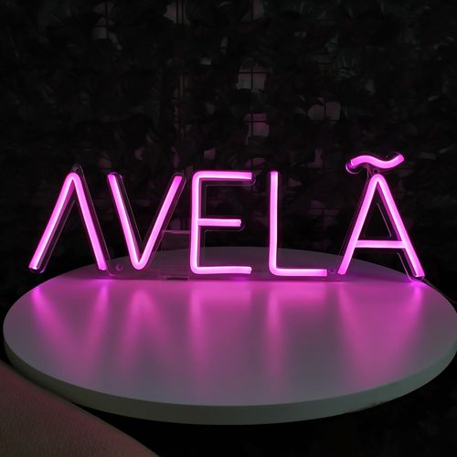 Letreiro Neon de LED Personalizada - Nome, frase ou palavra com 5 Letras - Rosa