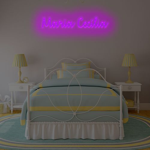 Letreiro Neon de LED Personalizada - Nome, frase ou palavra com 12 Letras - Roxo