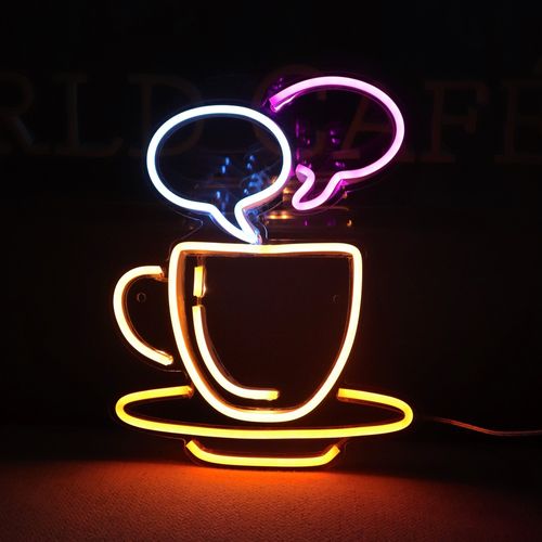 Letreiro Placa Neon Led - Hora Do Café