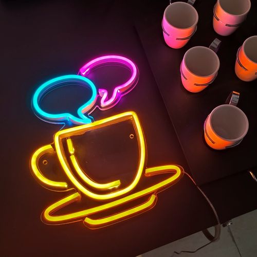 Letreiro Placa Neon Led - Hora Do Café