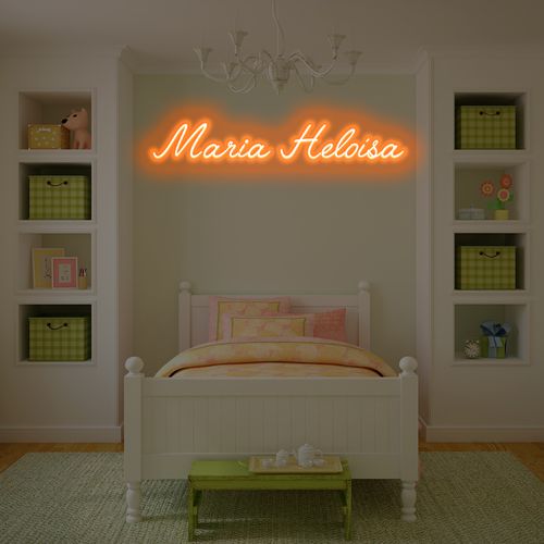 Letreiro Neon de LED Personalizada - Nome, frase ou palavra com 12 Letras - Laranja