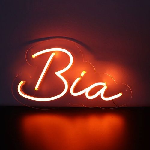Letreiro Neon de LED Personalizada - Nome, frase ou palavra com 3 Letras - Laranja