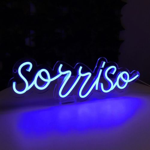 Letreiro Neon de LED Personalizada - Nome, frase ou palavra com 7 Letras - Azul