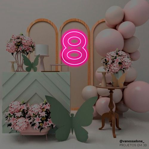 Letreiro Luminoso Neon Led - Número 8 (oito)