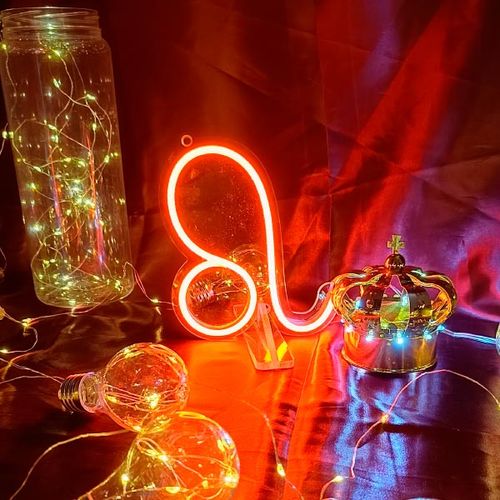 Luminoso em Neon LED Laranja - Leão - Acrílico 6mm