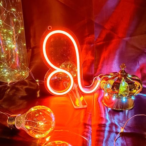 Luminoso em Neon LED Laranja - Leão - Acrílico 6mm