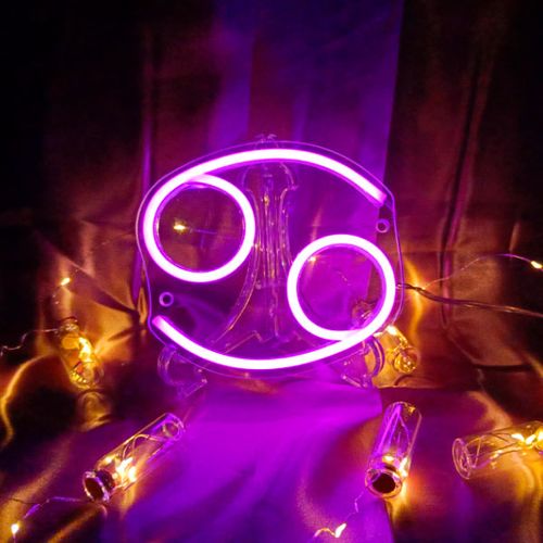 Luminoso em Neon LED ROXO - Câncer - Acrílico 6mm