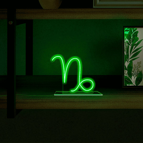 Letreiro-Luminoso-do-signo-de-Capricornio-cor-verde-acrilico-6mm