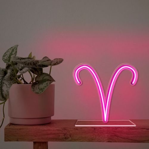 Luminoso em Neon LED Rosa - Áries - Acrílico 6mm