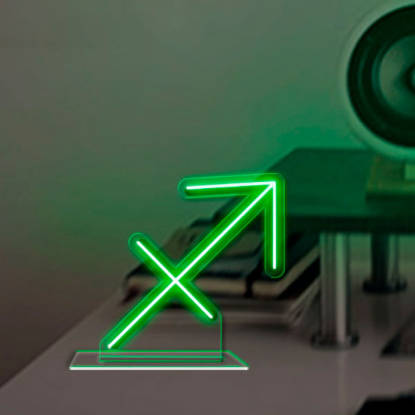 Letreiro-Luminoso-do-signo-de-Sagitario-cor-verde-acrilico-6mm