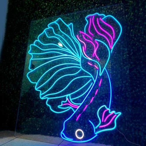 Luminoso em Neon Peixe Betta- Acrílico 6mm
