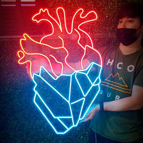 Luminoso em Neon Coração Gelado- Acrílico 6mm
