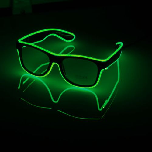 Óculos Neon LED Lente Transparente COR:VERDE LIMÃO