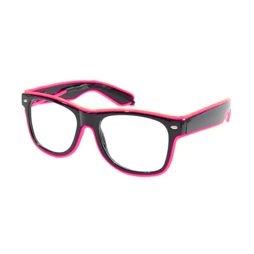 Óculos Neon LED Lente Transparente COR:ROSA