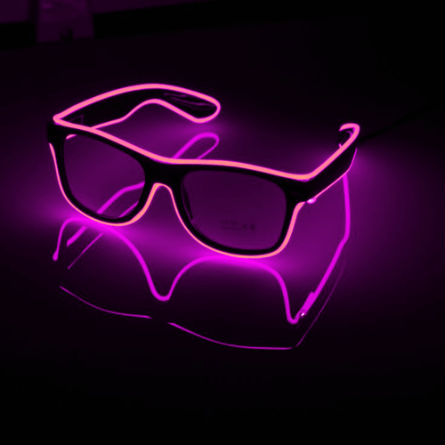 Óculos Neon LED Lente Transparente COR:ROSA