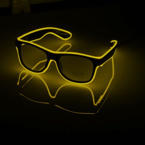 Óculos Neon LED Lente Transparente COR:AMARELO