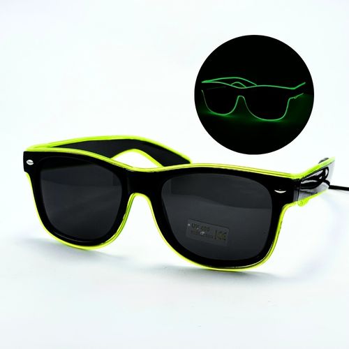 Óculos Neon Led - Lente Escura Cor:Verde Limão