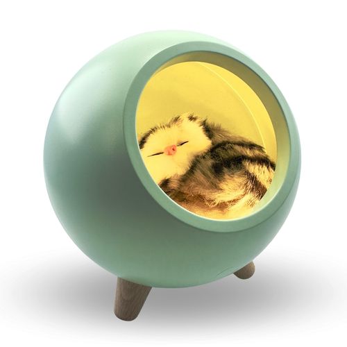 Luminária LED Casa de Gato - Verde - Recarregavel via Usb