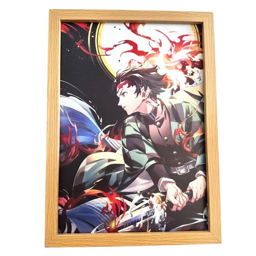 Quadro Anime Demon Slayer Tanjiro - 31,5 x 23cm LED 5v Usb