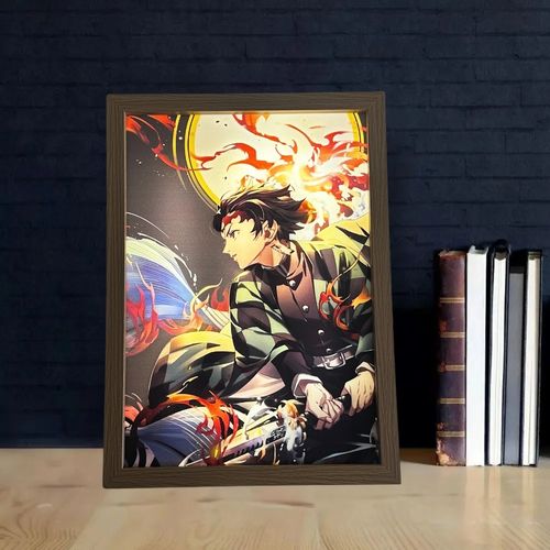 Quadro Anime Demon Slayer Tanjiro - 31,5 x 23cm LED 5v Usb