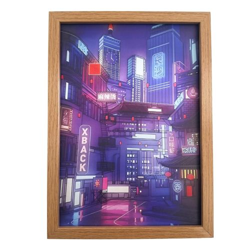 Quadro Cidade Noturna - 31,5 x 23cm  LED 5V USB